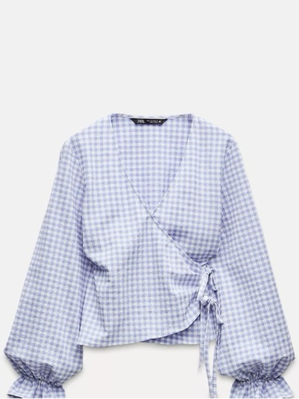 Zara gingham wrap top - blue